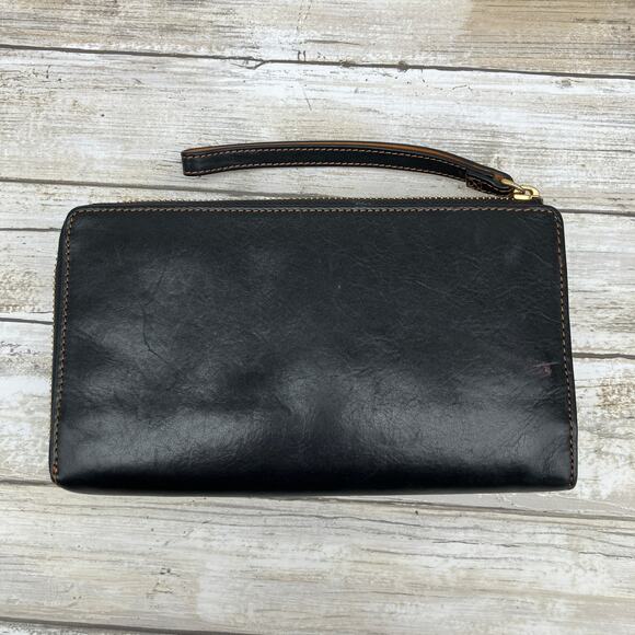 Vera Bradley Wallet Wristlet Black Leather Clutch Zip Minimalist Preppy Casual - Picture 3 of 13